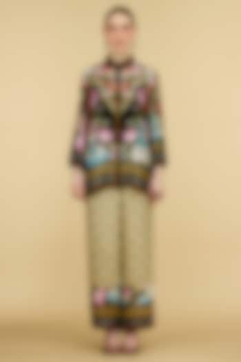 Black Silk Printed Shirt by Rajdeep Ranawat at Pernia's Pop Up Shop