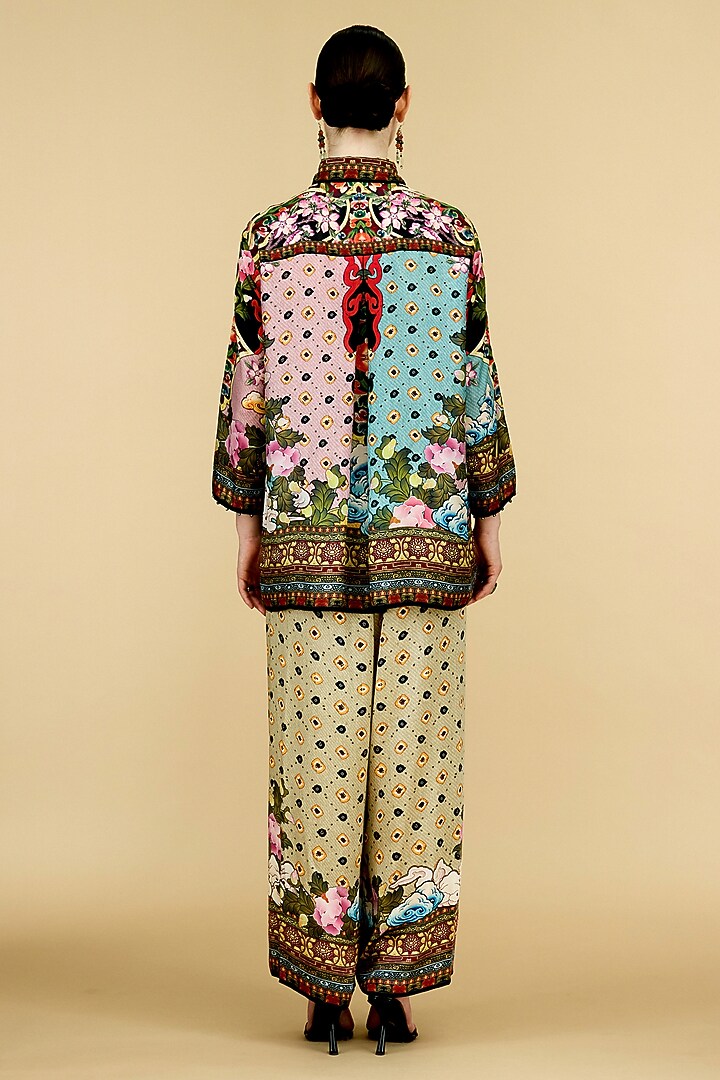 Black Silk Printed Shirt by Rajdeep Ranawat at Pernia's Pop Up Shop