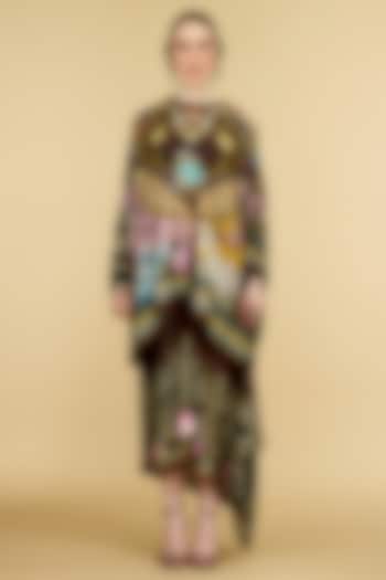 Black & Taupe Silk Printed Co-Ord Set by Rajdeep Ranawat at Pernia's Pop Up Shop