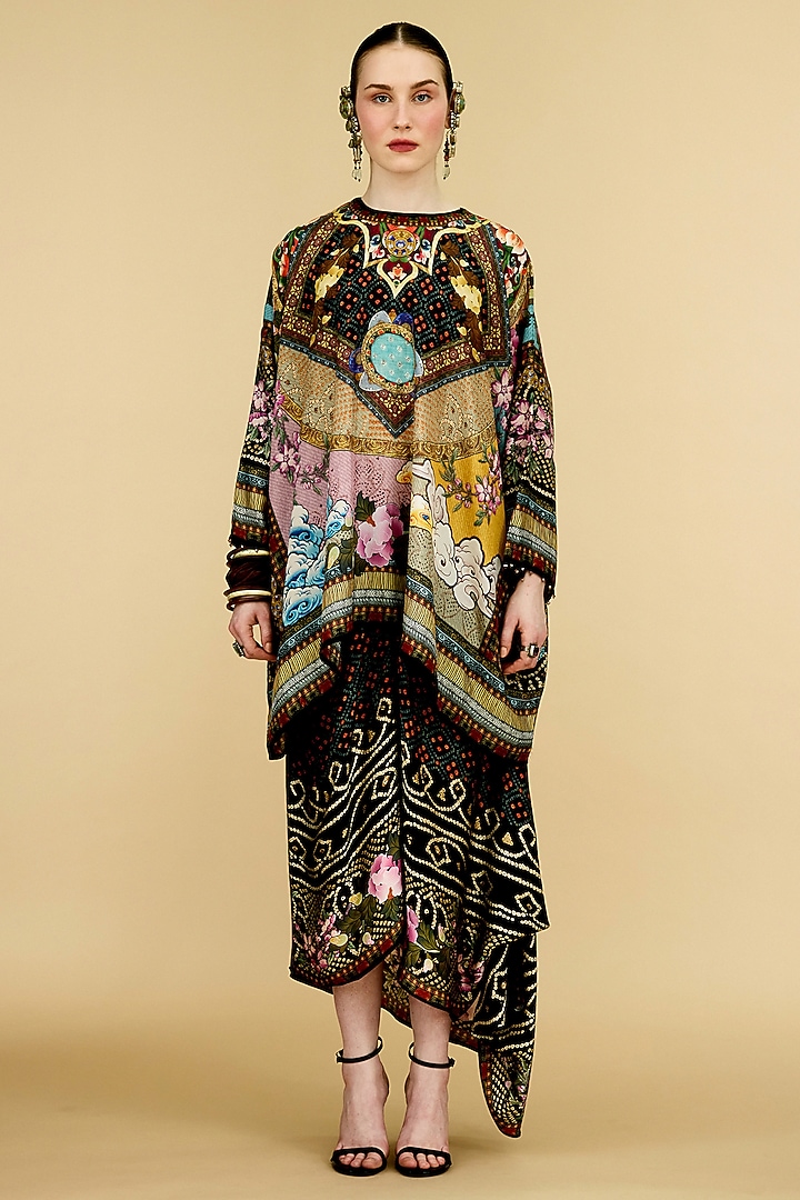 Black & Taupe Silk Printed Co-Ord Set by Rajdeep Ranawat at Pernia's Pop Up Shop