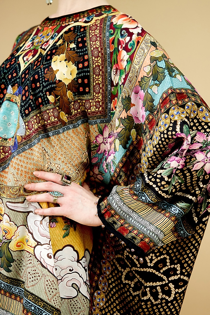 Black & Taupe Silk Printed Co-Ord Set by Rajdeep Ranawat at Pernia's Pop Up Shop