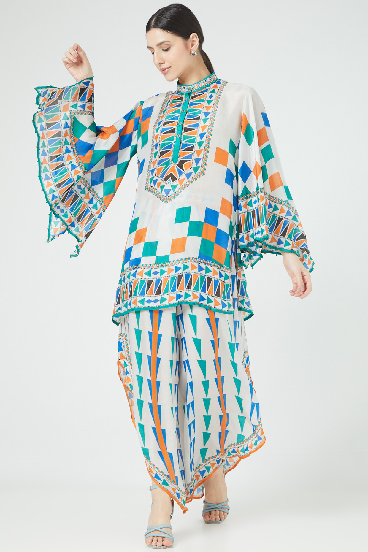 Multi-Colored Abstract Printed Tunic by Rajdeep Ranawat at Pernia's Pop Up Shop