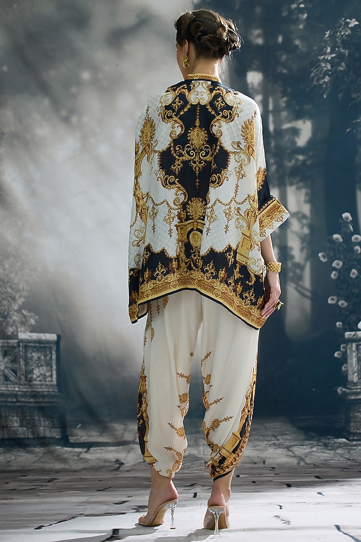 Black & Gold Silk Printed Tunic by Rajdeep Ranawat at Pernia's Pop Up Shop
