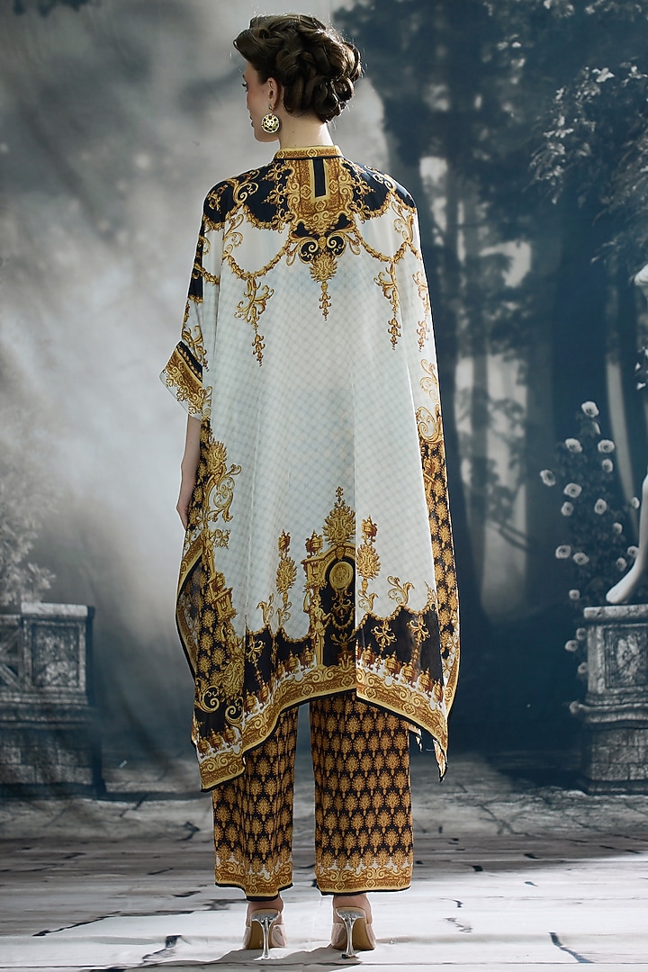 Black & Gold Silk Printed Tunic by Rajdeep Ranawat at Pernia's Pop Up Shop
