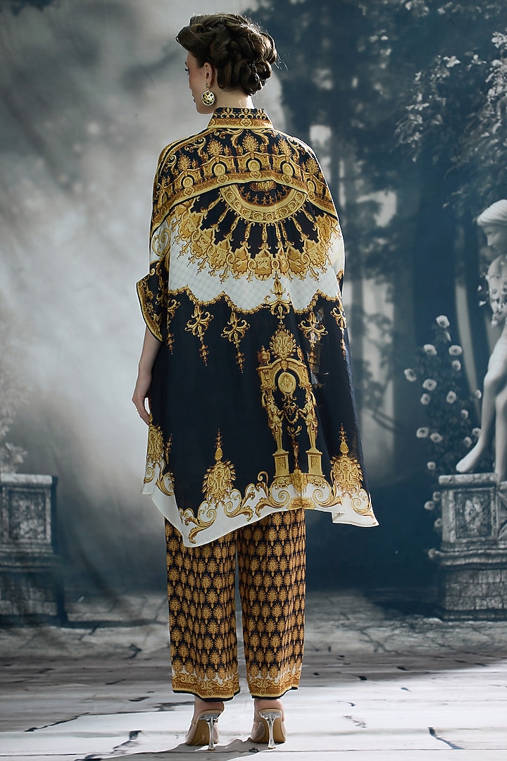 Black & Gold Silk Printed Shirt by Rajdeep Ranawat at Pernia's Pop Up Shop