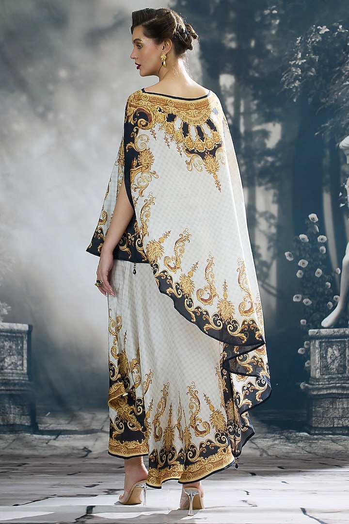 Black & Gold Silk Printed Skirt Set by Rajdeep Ranawat at Pernia's Pop Up Shop