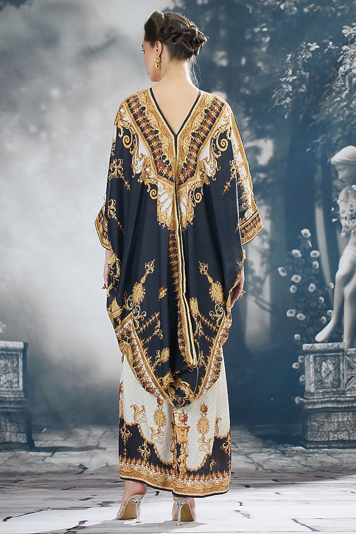 Black & Gold Silk Printed Tunic by Rajdeep Ranawat at Pernia's Pop Up Shop
