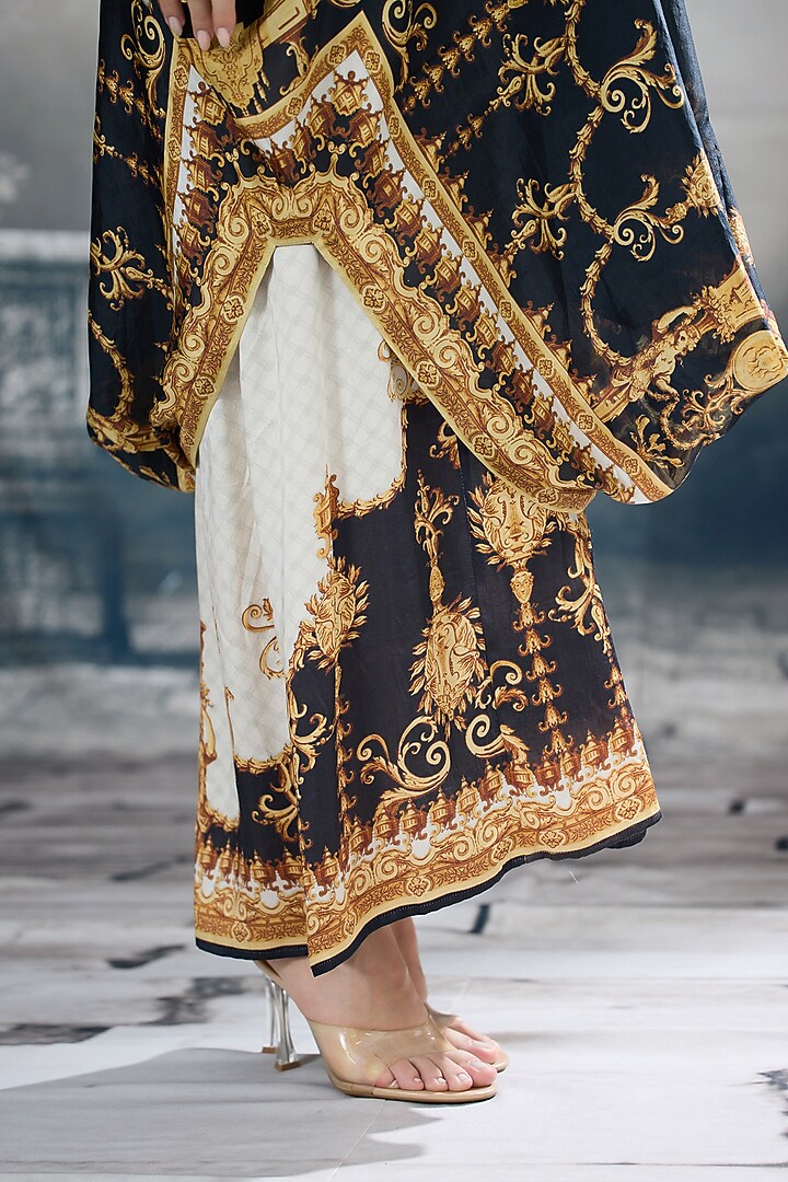 Black & Gold Silk Printed Tunic by Rajdeep Ranawat at Pernia's Pop Up Shop
