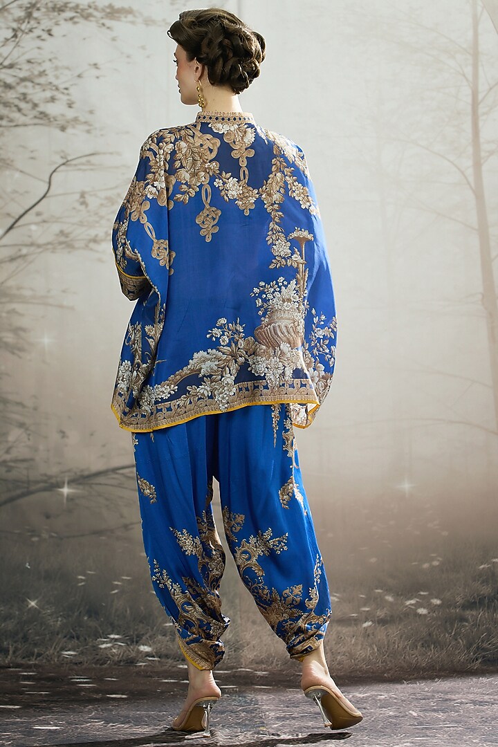 Blue Silk Printed Tunic by Rajdeep Ranawat at Pernia's Pop Up Shop