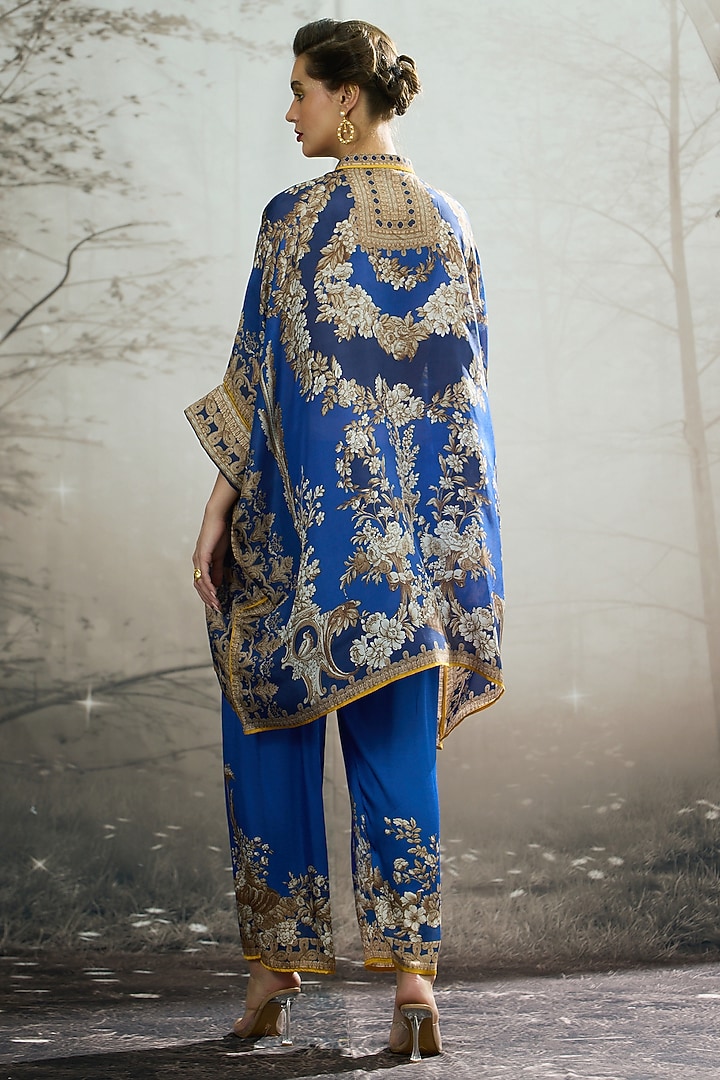 Blue Silk Printed Tunic by Rajdeep Ranawat at Pernia's Pop Up Shop