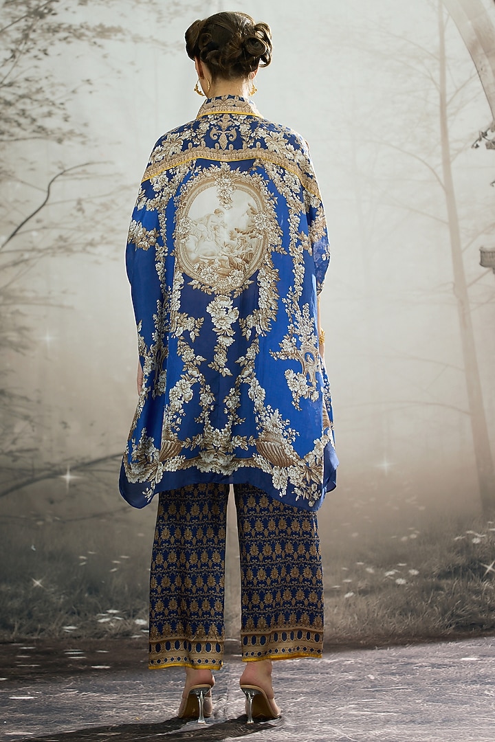 Blue Silk Printed Shirt by Rajdeep Ranawat at Pernia's Pop Up Shop