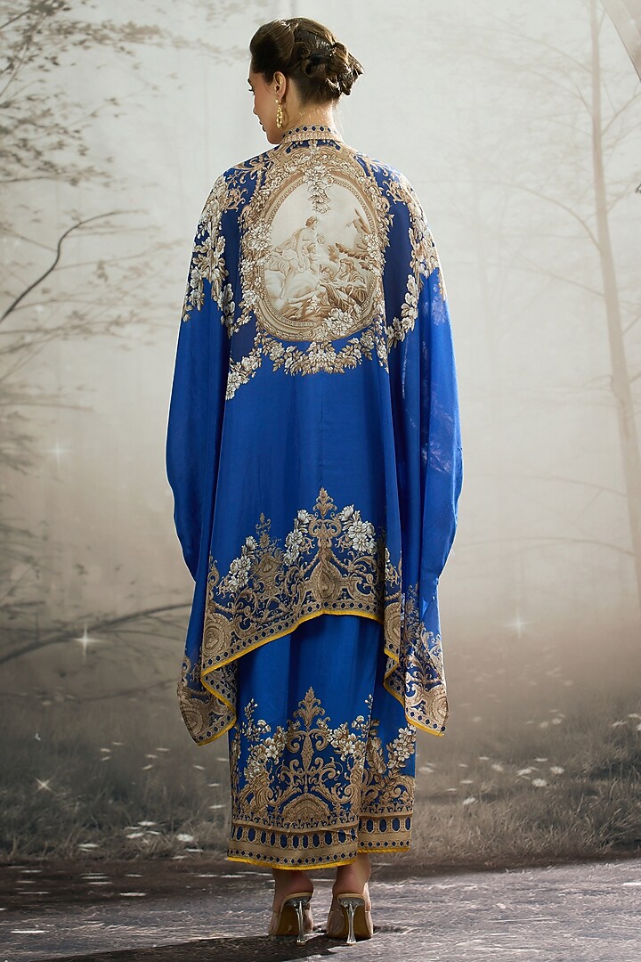 Blue Silk Printed Tunic by Rajdeep Ranawat at Pernia's Pop Up Shop