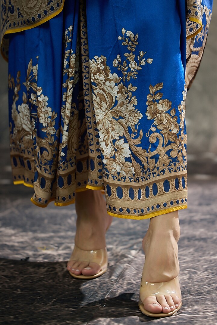 Blue Silk Printed Tunic by Rajdeep Ranawat at Pernia's Pop Up Shop
