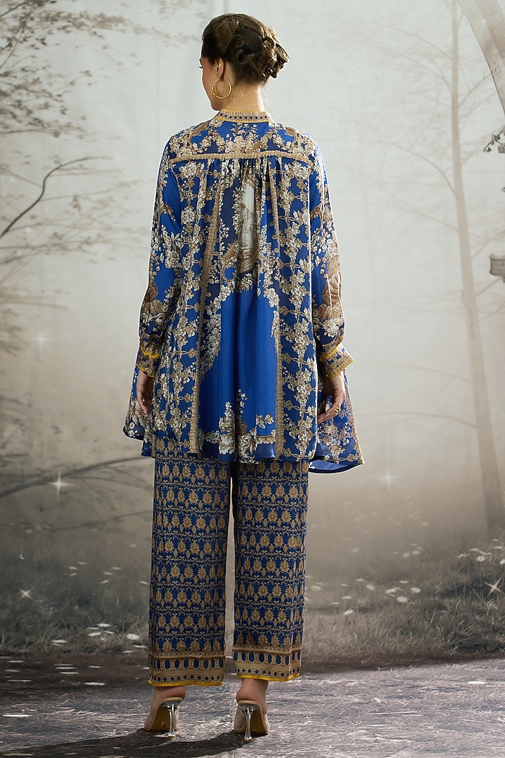 Blue Silk Printed Tunic by Rajdeep Ranawat at Pernia's Pop Up Shop