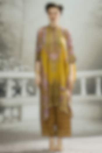 Mustard Silk Printed Tunic by Rajdeep Ranawat at Pernia's Pop Up Shop