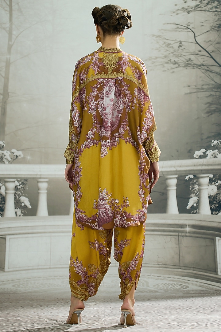 Mustard Silk Printed Tunic by Rajdeep Ranawat at Pernia's Pop Up Shop