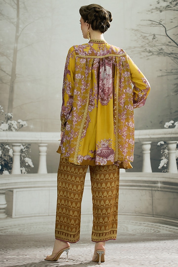 Mustard Silk Printed Tunic by Rajdeep Ranawat at Pernia's Pop Up Shop