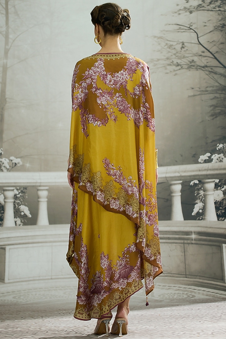 Mustard Silk Printed Skirt Set by Rajdeep Ranawat at Pernia's Pop Up Shop