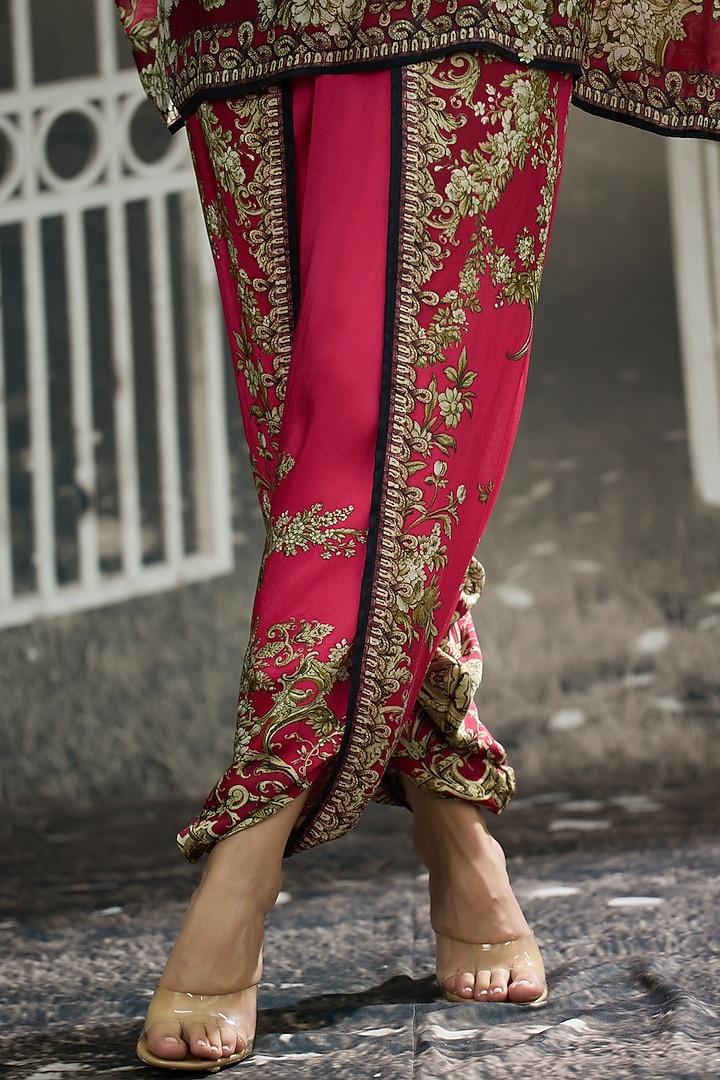 Fuchsia Silk Printed Tunic by Rajdeep Ranawat at Pernia's Pop Up Shop