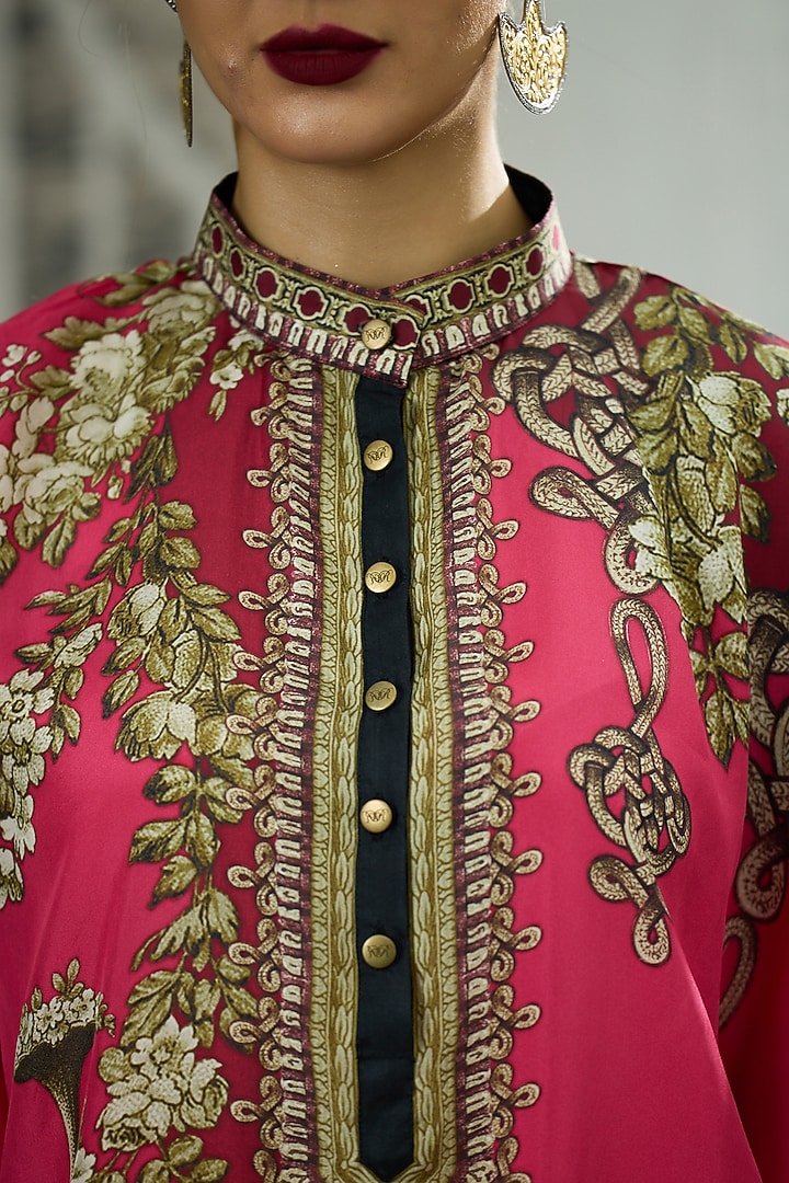 Fuchsia Silk Printed Tunic by Rajdeep Ranawat at Pernia's Pop Up Shop