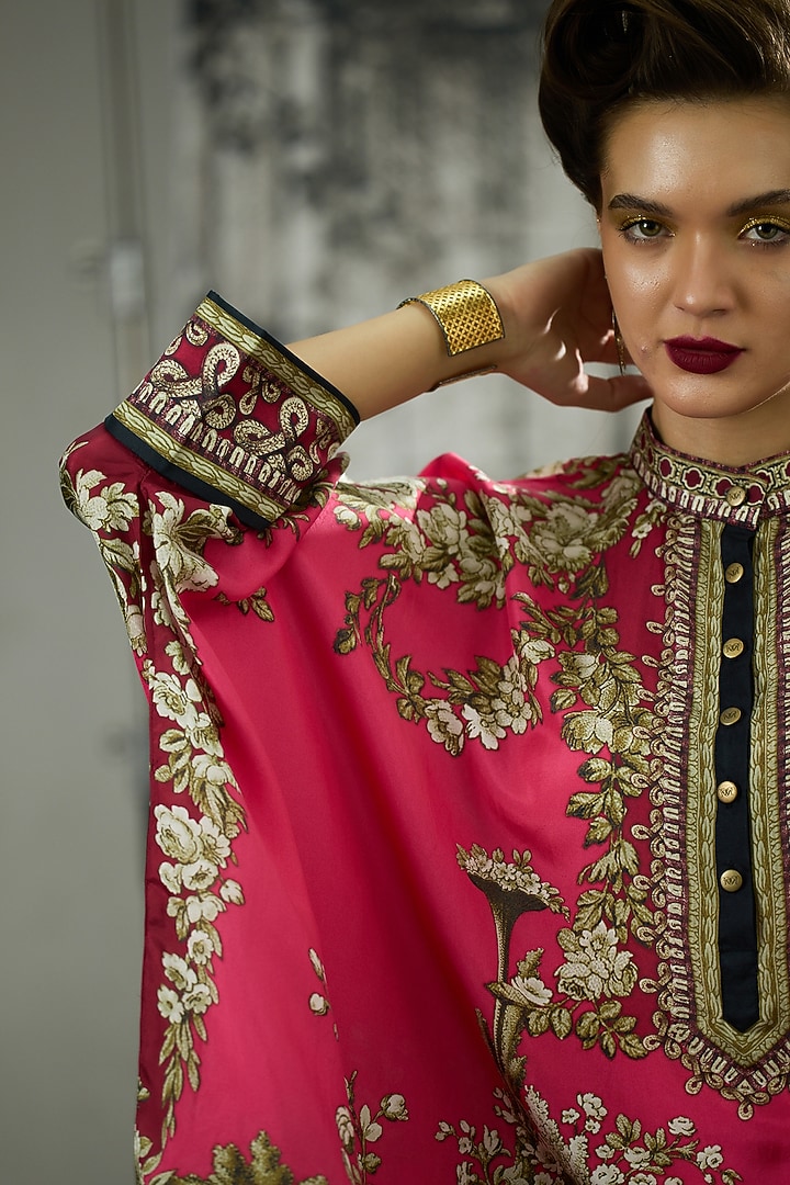 Fuchsia Silk Printed Tunic by Rajdeep Ranawat at Pernia's Pop Up Shop