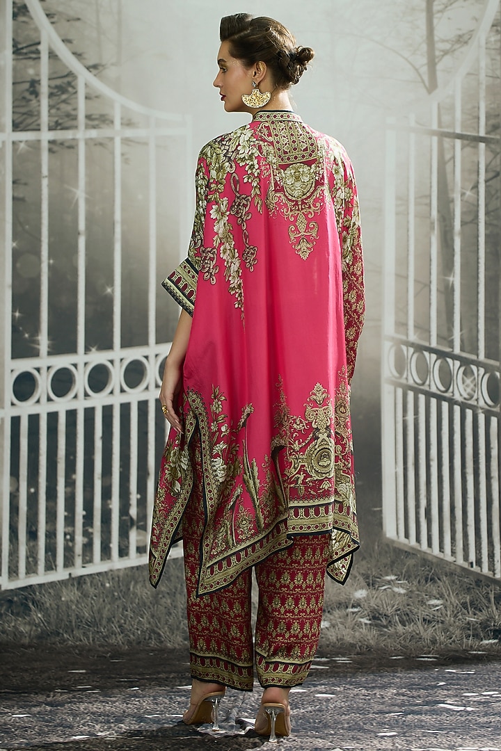 Fuchsia Silk Printed Tunic by Rajdeep Ranawat at Pernia's Pop Up Shop