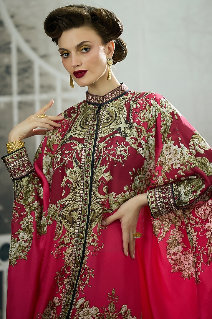 Fuchsia Silk Printed Tunic by Rajdeep Ranawat at Pernia's Pop Up Shop