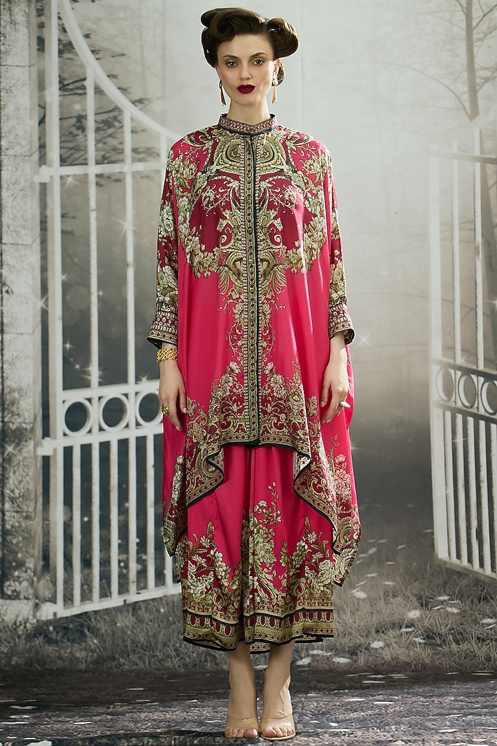 Fuchsia Silk Printed Tunic by Rajdeep Ranawat at Pernia's Pop Up Shop