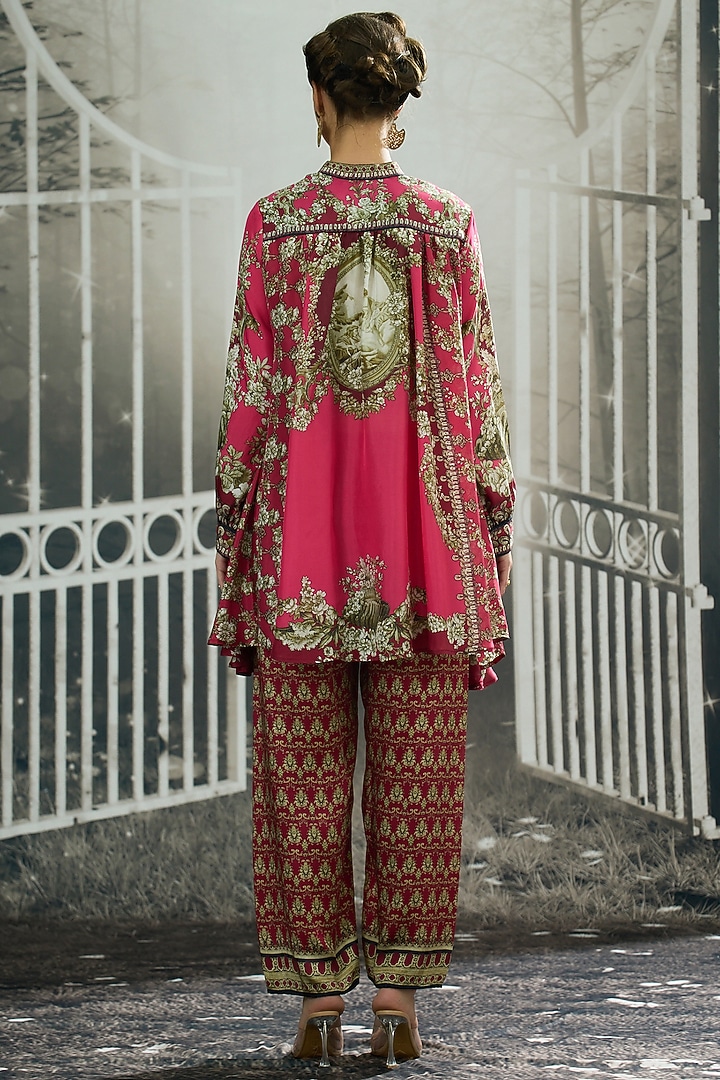 Fuchsia Silk Printed Tunic by Rajdeep Ranawat at Pernia's Pop Up Shop
