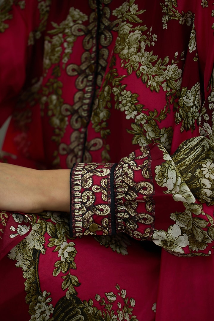 Fuchsia Silk Printed Tunic by Rajdeep Ranawat at Pernia's Pop Up Shop