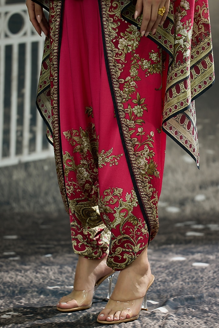 Fuchsia Silk Printed Cape by Rajdeep Ranawat at Pernia's Pop Up Shop