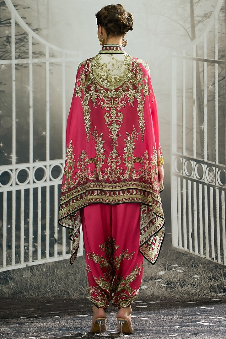 Fuchsia Modal Satin Printed Dhoti Pants by Rajdeep Ranawat at Pernia's Pop Up Shop