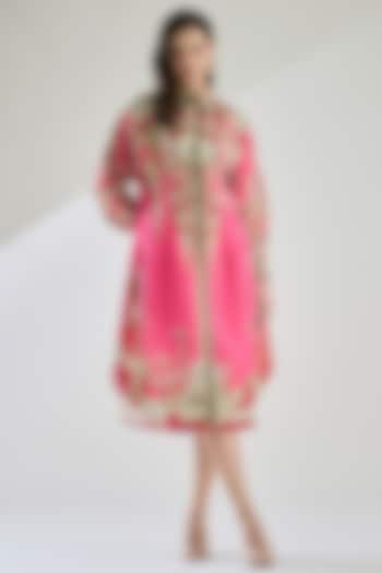 Fuchsia Cotton Linen Printed Shirt by Rajdeep Ranawat at Pernia's Pop Up Shop