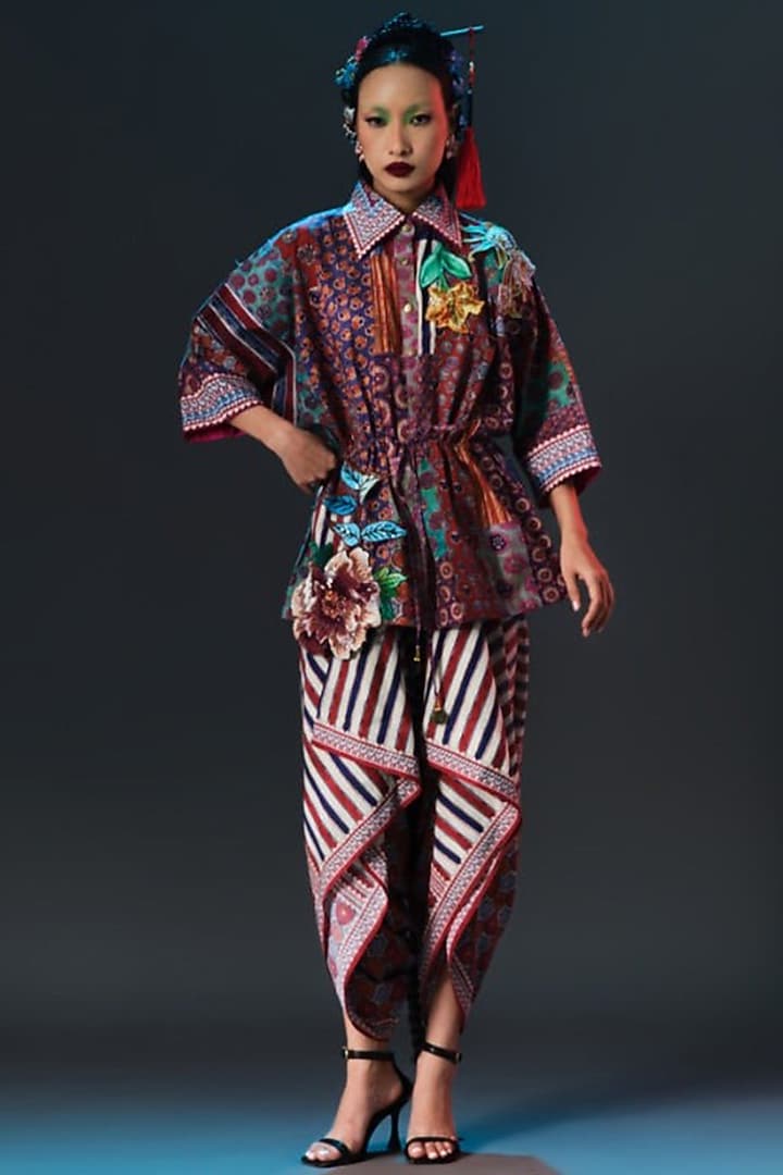 Multi-Colored Cotton Poplin Printed & Embroidered Shirt by Rajdeep Ranawat at Pernia's Pop Up Shop