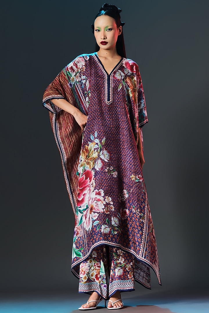 Multi-Colored Silk Printed Kaftan Set by Rajdeep Ranawat at Pernia's Pop Up Shop