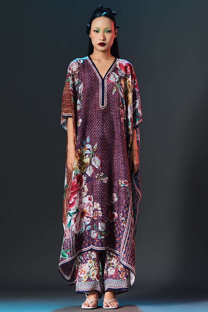 Multi-Colored Silk Printed Kaftan Set by Rajdeep Ranawat at Pernia's Pop Up Shop