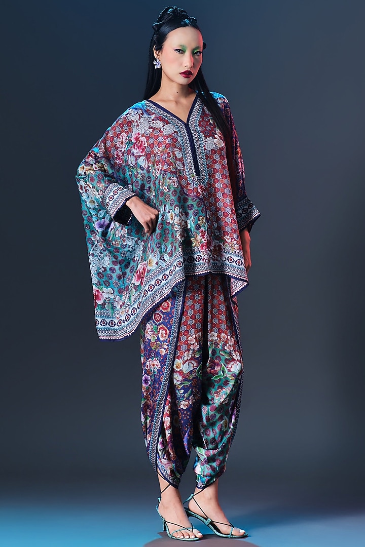 Multi-Colored Silk Embroidered & Printed Tunic Set by Rajdeep Ranawat at Pernia's Pop Up Shop