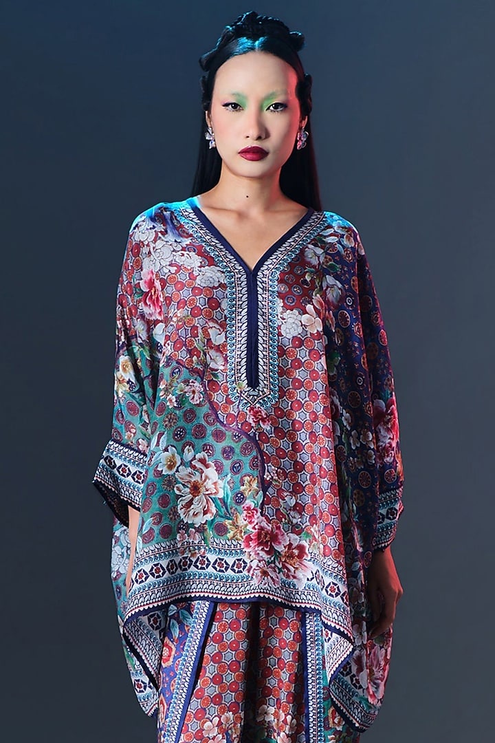 Multi-Colored Silk Embroidered & Printed Tunic Set by Rajdeep Ranawat at Pernia's Pop Up Shop