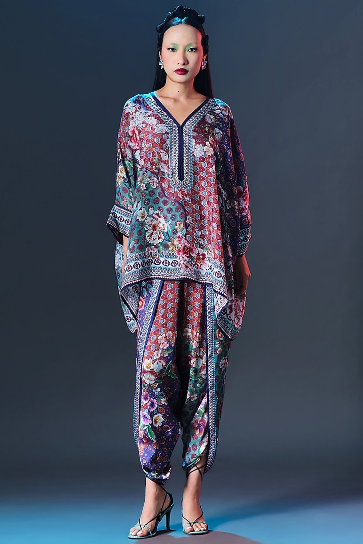 Multi-Colored Silk Embroidered & Printed Tunic Set by Rajdeep Ranawat at Pernia's Pop Up Shop
