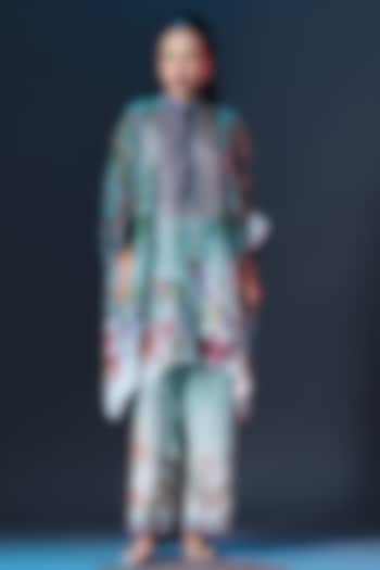 Jade Silk Embroidered Tunic Set by Rajdeep Ranawat at Pernia's Pop Up Shop