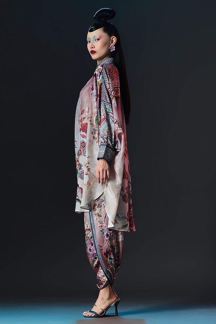 Brick & Aqua Silk Shirt Kurta Set by Rajdeep Ranawat at Pernia's Pop Up Shop