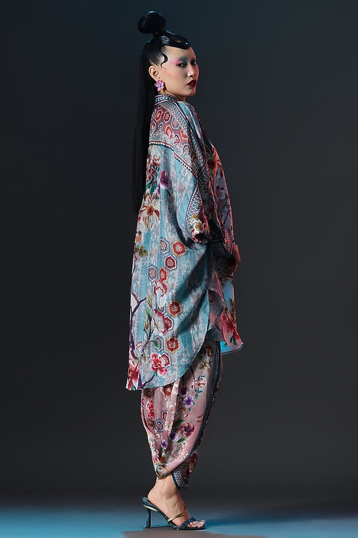 Brick & Aqua Silk Shirt Kurta Set by Rajdeep Ranawat at Pernia's Pop Up Shop