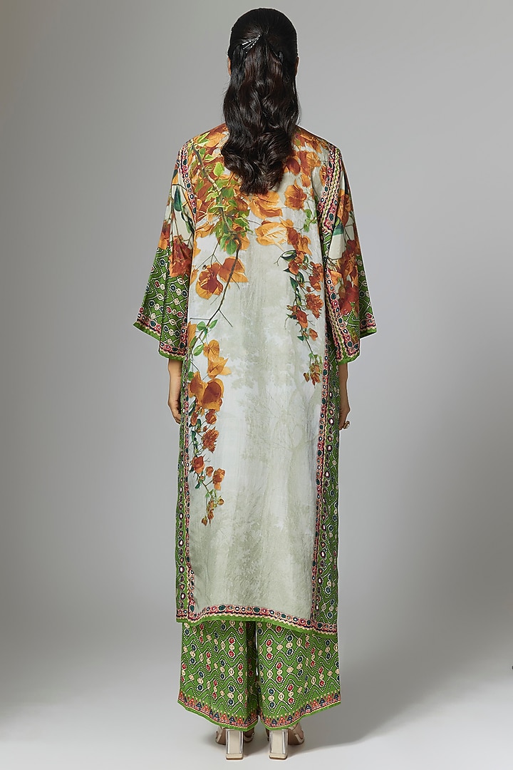 Warm Yellow Silk Printed Tunic Set by Rajdeep Ranawat at Pernia's Pop Up Shop
