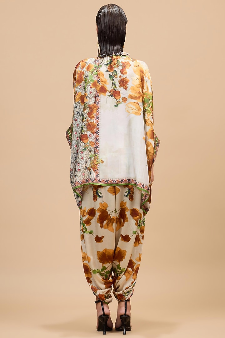 Mustard-Pale Gold Silk Printed Tunic Set by Rajdeep Ranawat at Pernia's Pop Up Shop