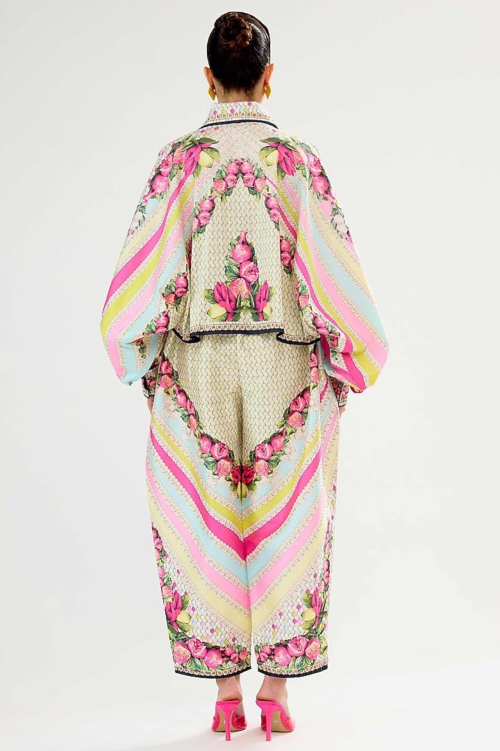 Vanilla-Colored Poly Dupion Printed Co-Ord Set by Rajdeep Ranawat at Pernia's Pop Up Shop