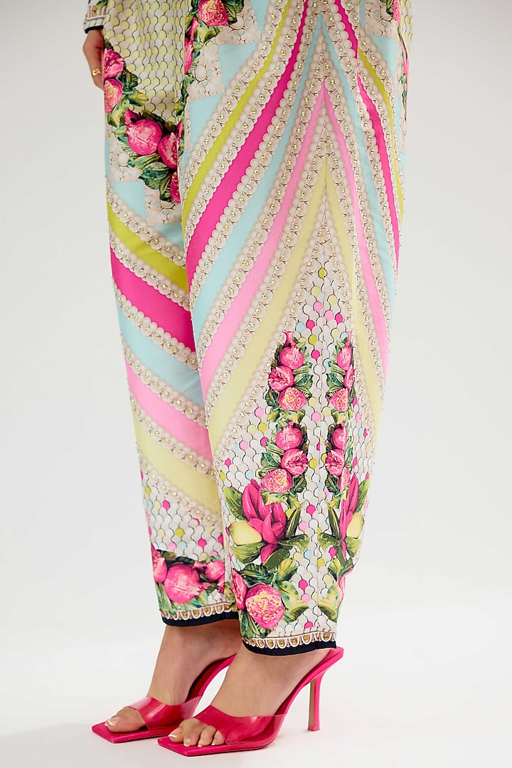 Vanilla-Colored Poly Dupion Printed Co-Ord Set by Rajdeep Ranawat at Pernia's Pop Up Shop