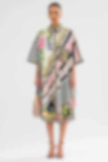 Black-Blush Cotton Poplin Oversized Cocktail Shirt Dress by Rajdeep Ranawat at Pernia's Pop Up Shop