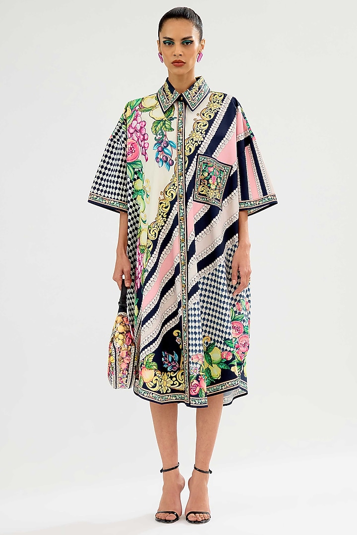 Black-Blush Cotton Poplin Oversized Cocktail Shirt Dress by Rajdeep Ranawat at Pernia's Pop Up Shop