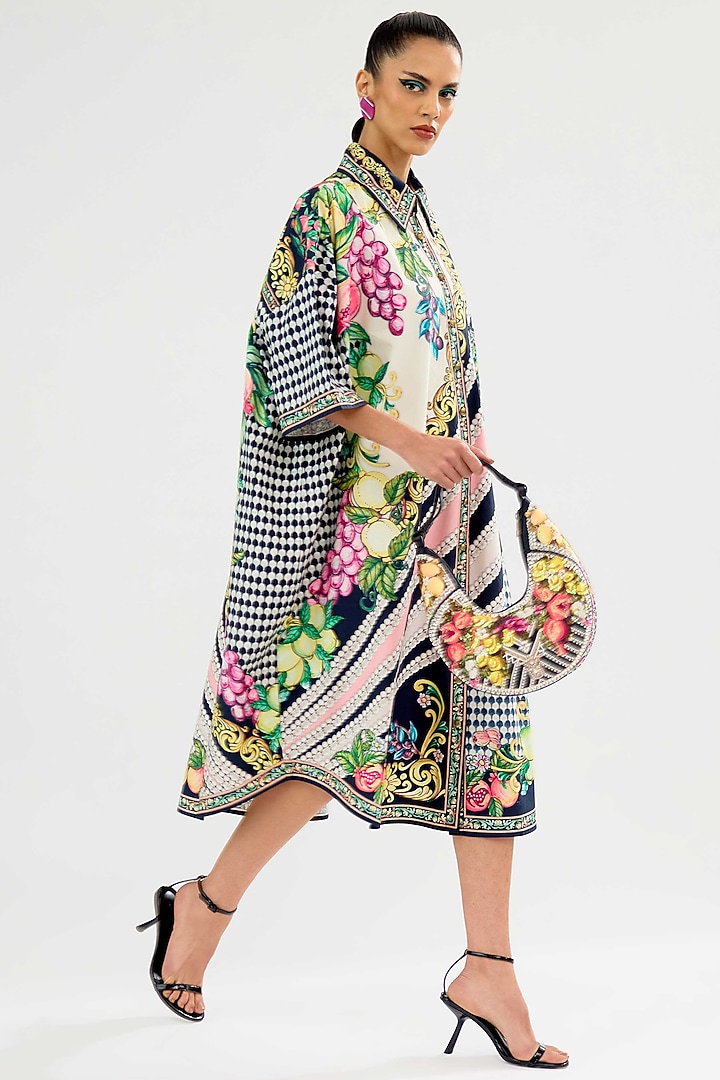 Black-Blush Cotton Poplin Oversized Cocktail Shirt Dress by Rajdeep Ranawat at Pernia's Pop Up Shop