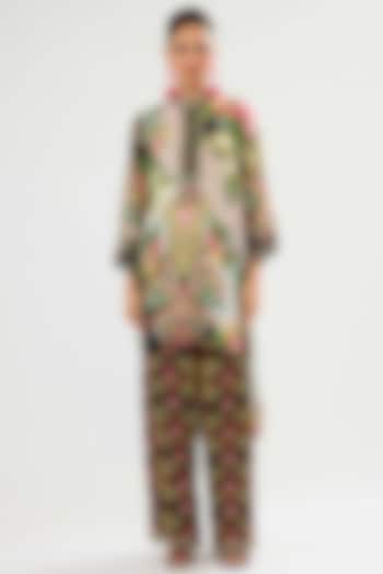Ivory-Blush Silk High-Low Tunic by Rajdeep Ranawat at Pernia's Pop Up Shop